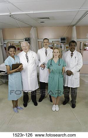 Stock Photograph - multiethnic, health, diversity, posing, personnel, assortment. Fotosearch