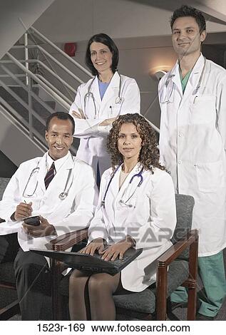 multiethnic, smiling, health, Middle-aged, posing, personnel View Large Photo Image Stock Photo - multiethnic, smiling, health, Middle-aged, posing, personnel. Fotosearch