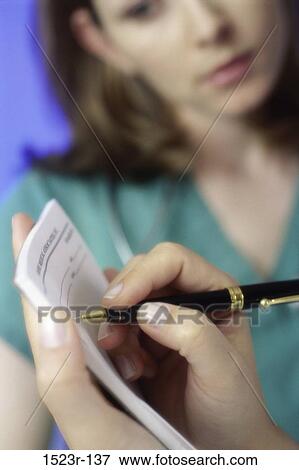 Stock Photo - pen, patient, doctor, prescription, health, writing, treatment. Fotosearch
