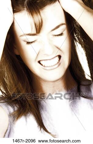 people, headache, woman, stress, pain, brunette View Large Photo Image Stock Photograph - people, headache, woman, stress, pain, brunette. Fotosearch