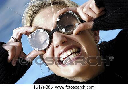 people, woman, eyeglasses, laughing, goggles, blond, fun View Large Photo Image Stock Photography - people, woman, eyeglasses, laughing, goggles, blond, fun. Fotosearch