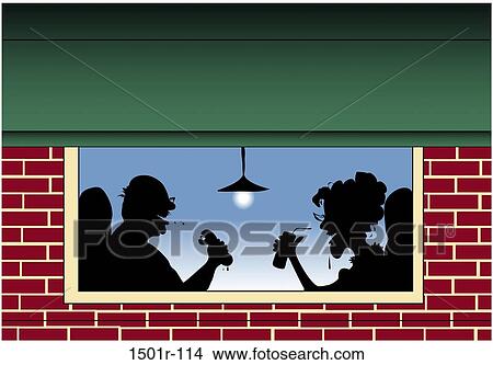 Restaurant Silhouettes by Braucht View Large Photo Image Picture - Restaurant Silhouettes by Braucht. Fotosearch