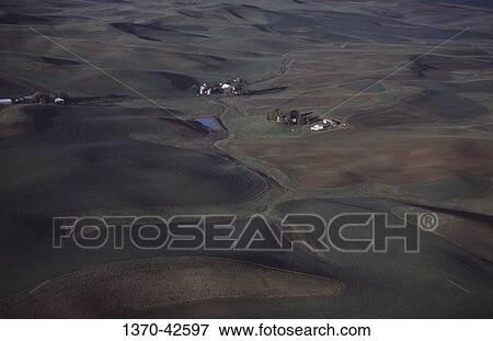 Aerial view of fields, Palouse, Washington State, USA View Large Photo Image Stock Photo - Aerial view of fields, Palouse, Washington State, USA. Fotosearch
