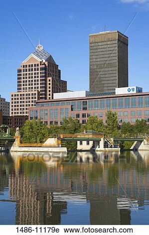 Buildings at the waterfront, Genesee River, Rochester, New York State, USA View Large Photo Image Stock Image - Buildings at the waterfront, Genesee River, Rochester, New York State, USA. Fotosearch