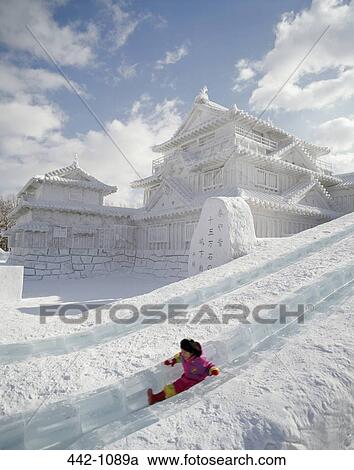 Child sliding down a slope, Snow Festival, Sapporo, Hokkaido, Japan View Large Photo Image Stock Image - Child sliding down a slope, Snow Festival, Sapporo, Hokkaido, Japan. Fotosearch