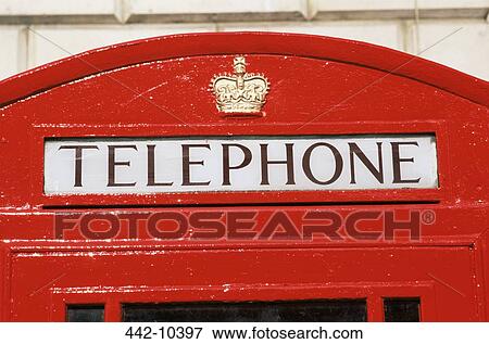 Stock Photo - Close-up of a telephone booth, London, England. Fotosearch