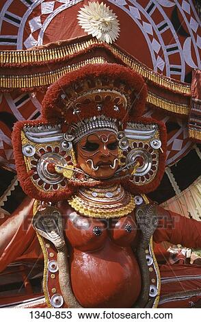 Close-up of a Theyyam dancer, Kerala, India View Large Photo Image Stock Image - Close-up of a Theyyam dancer, Kerala, India. Fotosearch