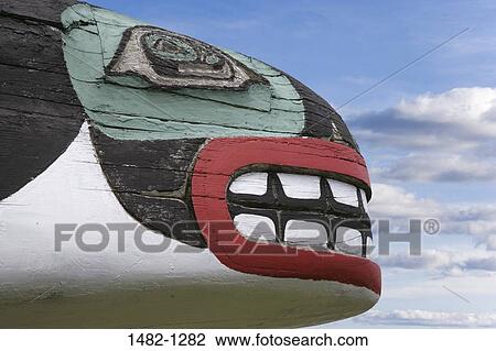 Close-up of a whale totem, Haines, Alaska, USA View Large Photo Image Stock Image - Close-up of a whale totem, Haines, Alaska, USA. Fotosearch