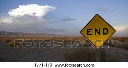 Close-up of an End sign on a landscape, Bombay Beach, Salton Sea, California, USA View Large Photo Image Stock Photo - Close-up of an End sign on a landscape, Bombay Beach, Salton Sea, California, USA. Fotosearch
