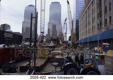 Construction site with skyscrapers in the background, World Trade Center, World Financial Center, Manhattan, New York City, New York State, USA View Large Photo Image Stock Image - Construction site with skyscrapers in the background, World Trade Center, World Financial Center, Manhattan, New York City, New York State, USA. Fotosearch
