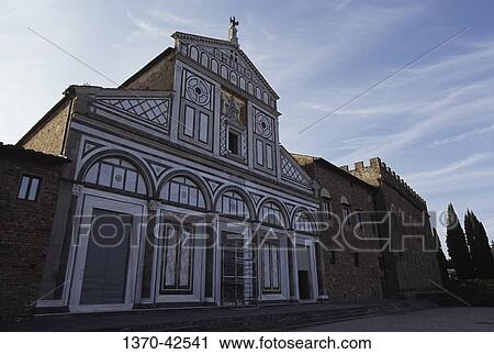 Facade of a basilica, Basilica di San Miniato al Monte, Florence, Tuscany, Italy View Large Photo Image Stock Image - Facade of a basilica, Basilica di San Miniato al Monte, Florence, Tuscany, Italy. Fotosearch