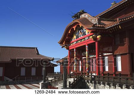 Picture - Facade of a castle, Seiden, Shuri Castle, Naha, Okinawa Prefecture, Japan. Fotosearch