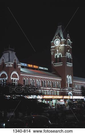 Facade of a railway station building, Chennai Central, Chennai, Tamil Nadu, India View Large Photo Image Picture - Facade of a railway station building, Chennai Central, Chennai, Tamil Nadu, India. Fotosearch