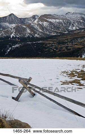 Fence in a snow covered field, Rocky Mountain National Park, Colorado, USA View Large Photo Image Picture - Fence in a snow covered field, Rocky Mountain National Park, Colorado, USA. Fotosearch