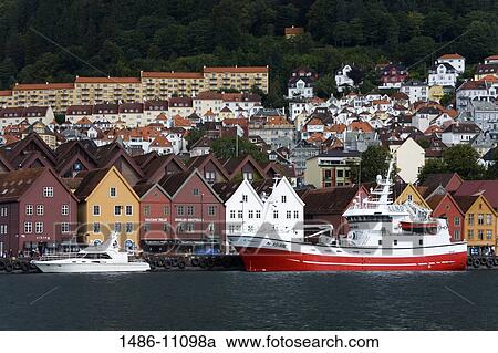 Fishing boats moored at a dock, Bergen, Norway View Large Photo Image Stock Image - Fishing boats moored at a dock, Bergen, Norway. Fotosearch