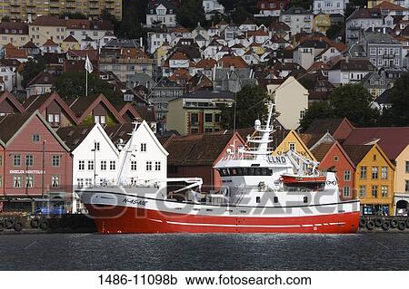 Fishing boats moored at a dock, Bergen, Norway View Large Photo Image Stock Image - Fishing boats moored at a dock, Bergen, Norway. Fotosearch