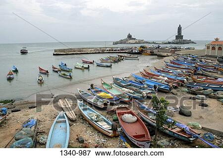 Fishing boats on the beach, Kanyakumari, Tamil Nadu, India View Large Photo Image Stock Photo - Fishing boats on the beach, Kanyakumari, Tamil Nadu, India. Fotosearch
