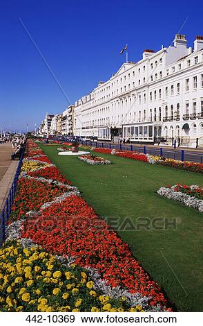 Formal garden in front of a building, Promenade Gardens, Eastbourne, Sussex, England View Large Photo Image Stock Photo - Formal garden in front of a building, Promenade Gardens, Eastbourne, Sussex, England. Fotosearch