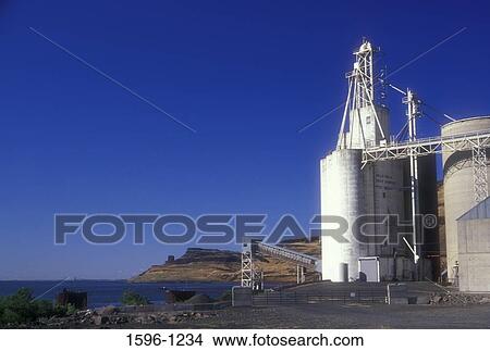 Grain elevator near a river, Port Kelley, Columbia River, Walla Walla County, Washington State, USA View Large Photo Image Picture - Grain elevator near a river, Port Kelley, Columbia River, Walla Walla County, Washington State, USA. Fotosearch