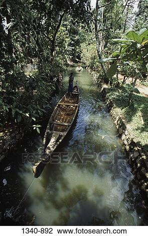 High angle view of a canoe in a lake, Kerala, India View Large Photo Image Stock Image - High angle view of a canoe in a lake, Kerala, India. Fotosearch