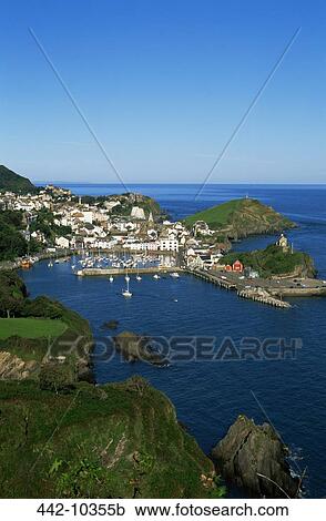 Stock Image - High angle view of a harbor, Ilfracombe, Devon, England. Fotosearch