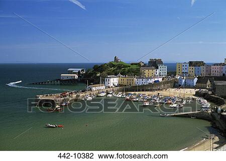 High angle view of boats docked at a harbor, Tenby, Pembrokeshire, Wales View Large Photo Image Stock Image - High angle view of boats docked at a harbor, Tenby, Pembrokeshire, Wales. Fotosearch
