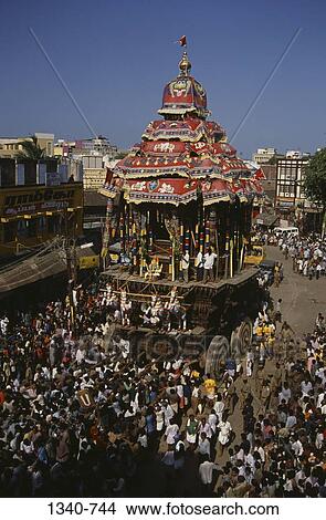 High angle view of devotees around a chariot, Madurai, Tamil Nadu, India View Large Photo Image Picture - High angle view of devotees around a chariot, Madurai, Tamil Nadu, India. Fotosearch