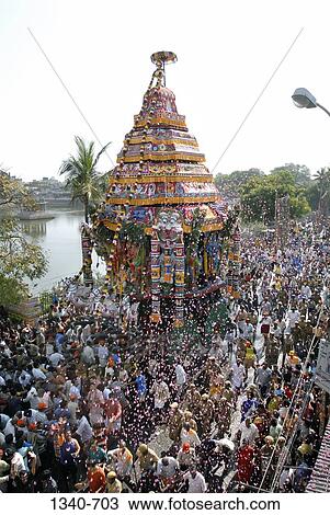 High angle view of devotees in a religious chariot festival, Kapaleeshwarar Temple, Mylapore, Chennai, Tamil Nadu, India View Large Photo Image Stock Image - High angle view of devotees in a religious chariot festival, Kapaleeshwarar Temple, Mylapore, Chennai, Tamil Nadu, India. Fotosearch