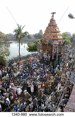 High angle view of devotees pulling a chariot temple, Kapaleeshwarar Temple, Mylapore, Chennai, Tamil Nadu, India View Large Photo Image Stock Image - High angle view of devotees pulling a chariot temple, Kapaleeshwarar Temple, Mylapore, Chennai, Tamil Nadu, India. Fotosearch