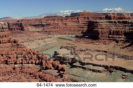 Picture - High angle view of rock formations on a landscape, Colorado River, Canyonlands National Park, Utah, USA. Fotosearch