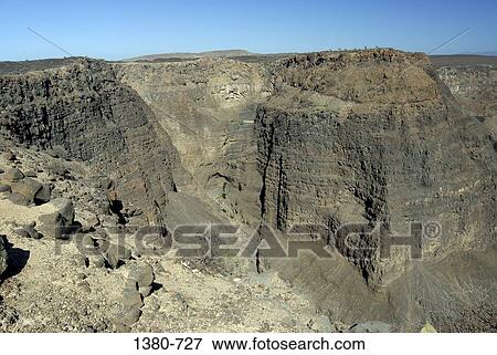 Stock Photo - High angle view of rock formations on a landscape, Afar Depression, Djibouti. Fotosearch