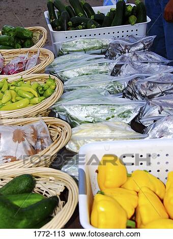 High angle view of vegetables for sale at a farmer's market, Wyoming, USA View Large Photo Image Stock Image - High angle view of vegetables for sale at a farmer's market, Wyoming, USA. Fotosearch
