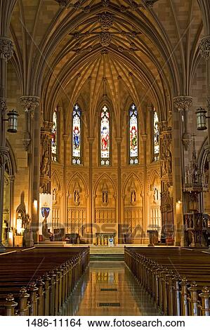 Picture - Interior of a cathedral, Cathedral Of The Immaculate Conception, Albany, New York State, USA. Fotosearch