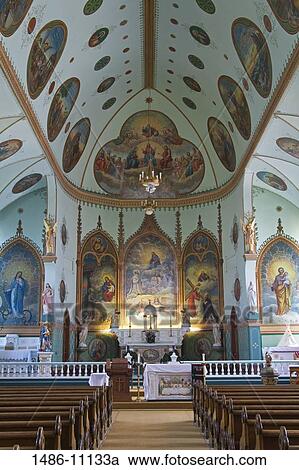 Stock Image - Interior of a church, St. Ignatius Mission, St. Ignatius, Missoula Region, Montana, USA. Fotosearch