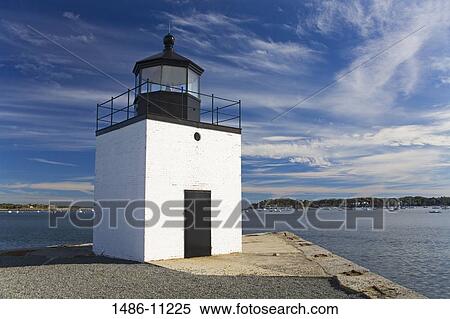 Stock Photography - Lighthouse on the coast, Derby Wharf Lighthouse, Salem Harbor, Salem, Massachusetts, USA. Fotosearch