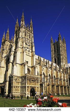 Stock Photo - Low angle view of a cathedral, Canterbury Cathedral, Canterbury, Kent, England. Fotosearch