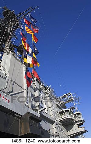 Low angle view of a military ship, USS Midway, San Diego Aircraft Carrier Museum, San Diego, California, USA View Large Photo Image Stock Image - Low angle view of a military ship, USS Midway, San Diego Aircraft Carrier Museum, San Diego, California, USA. Fotosearch