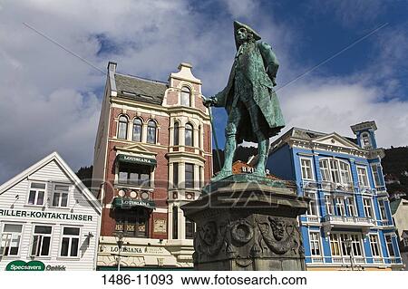 Low angle view of a statue of Ludvig Holberg in front of buildings, Vagsallmenning Square, Bergen, Norway View Large Photo Image Stock Image - Low angle view of a statue of Ludvig Holberg in front of buildings, Vagsallmenning Square, Bergen, Norway. Fotosearch