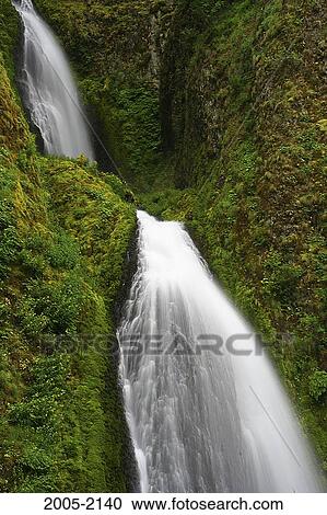 Low angle view of a waterfall, Wahkeena Falls, Columbia River Gorge National Scenic Area, Oregon, USA View Large Photo Image Stock Image - Low angle view of a waterfall, Wahkeena Falls, Columbia River Gorge National Scenic Area, Oregon, USA. Fotosearch