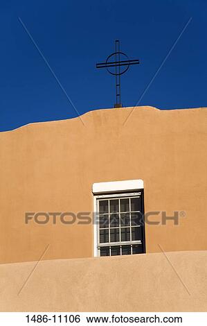 Stock Photograph - Low angle view of the rectory, St. Francis Cathedral, Santa Fe, New Mexico, USA. Fotosearch