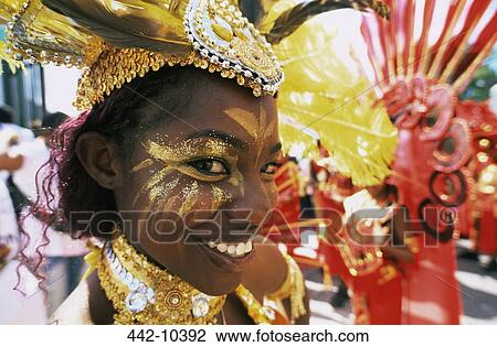 Portrait of a girl performing in a carnival, Notting Hill Carnival, London, England View Large Photo Image Stock Image - Portrait of a girl performing in a carnival, Notting Hill Carnival, London, England. Fotosearch