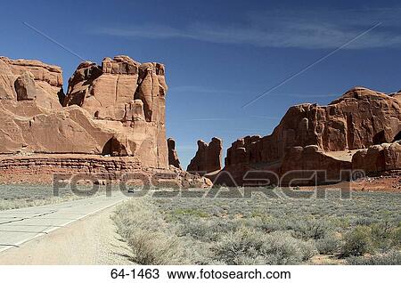 Stock Image - Rock formations on a landscape, Arches National Park, Utah, USA. Fotosearch