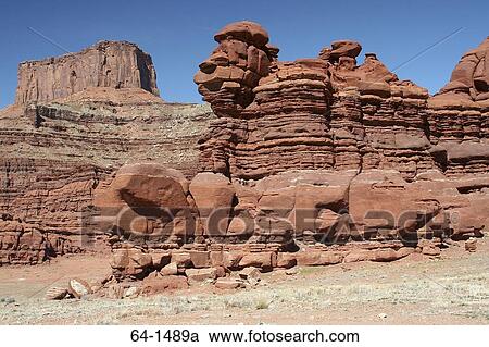 Stock Image - Rock formations on a landscape, Canyonlands National Park, Utah, USA. Fotosearch