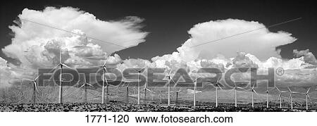 Row of wind turbines in a field, Palm Springs, California, USA View Large Photo Image Stock Image - Row of wind turbines in a field, Palm Springs, California, USA. Fotosearch