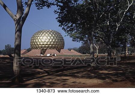 Sphere shaped building in a field, Matrimandir, Auroville, Tamil Nadu, India View Large Photo Image Stock Image - Sphere shaped building in a field, Matrimandir, Auroville, Tamil Nadu, India. Fotosearch