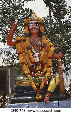 Stock Photo - Statue of a guardian deity, Tamil Nadu, India. Fotosearch