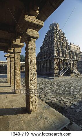 Temple viewed from a porch, Airavateswara Temple, Dharasuram, Tamil Nadu, India View Large Photo Image Stock Photo - Temple viewed from a porch, Airavateswara Temple, Dharasuram, Tamil Nadu, India. Fotosearch