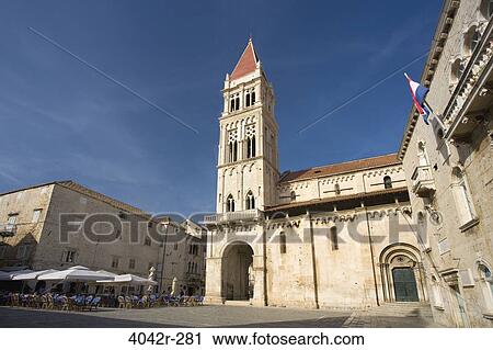 Cathedral in a town, Cathedral Of St. Lawrence, Trogir, Split-Dalmatia County, Croatia View Large Photo Image Stock Image - Cathedral in a town, Cathedral Of St. Lawrence, Trogir, Split-Dalmatia County, Croatia. Fotosearch