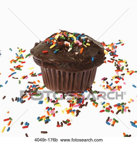 Close-up of a chocolate cupcake with sprinkles View Large Photo Image Stock Image - Close-up of a chocolate cupcake with sprinkles. Fotosearch