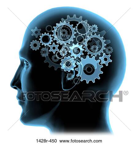 Close-up of a man's head with gears turning inside View Large Photo Image Stock Image - Close-up of a man's head with gears turning inside. Fotosearch